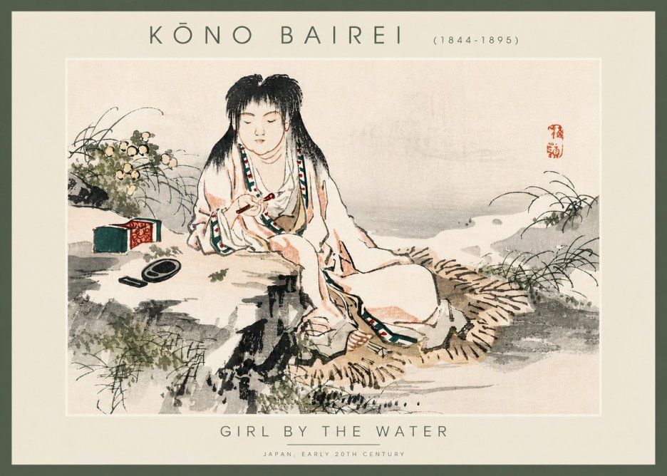 Kōno Bairei Girl by the Water No4 - Poszter