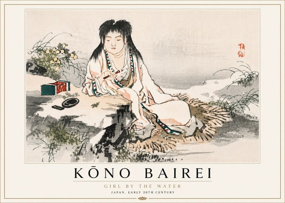 Kōno Bairei Girl by the Water No5 - Poszter