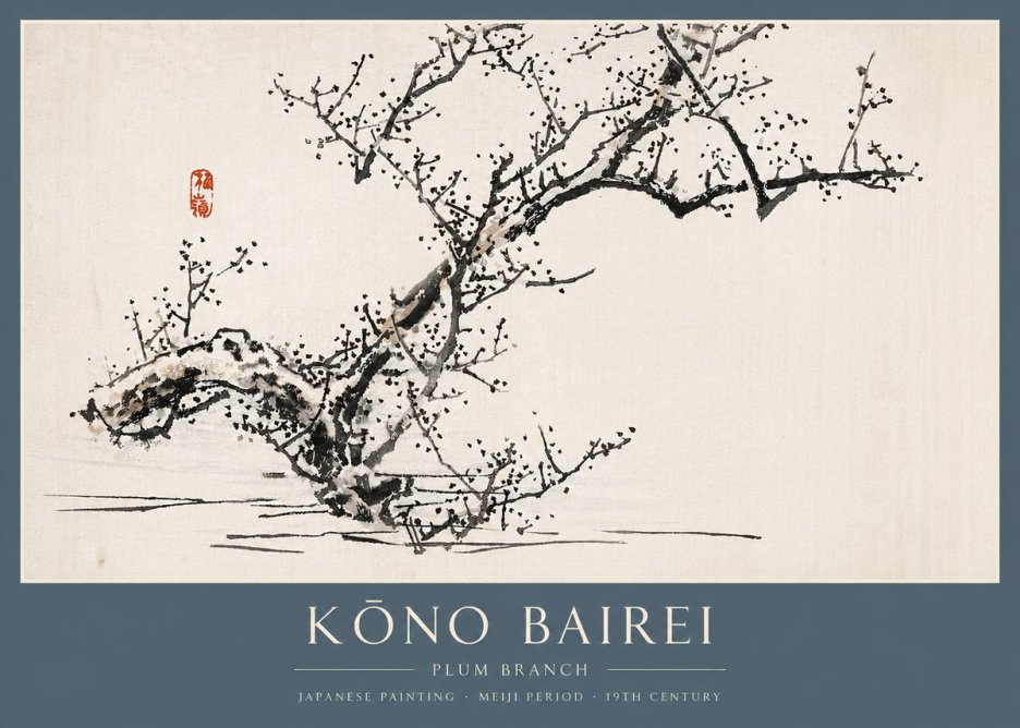 Kōno Bairei Plum Branch No3 - Poszter