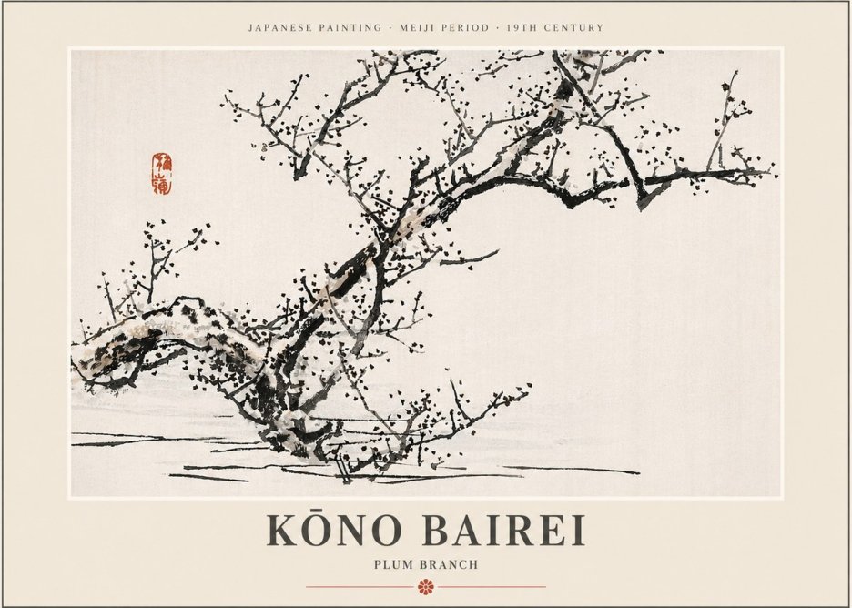 Kōno Bairei Plum Branch No4 - Poszter