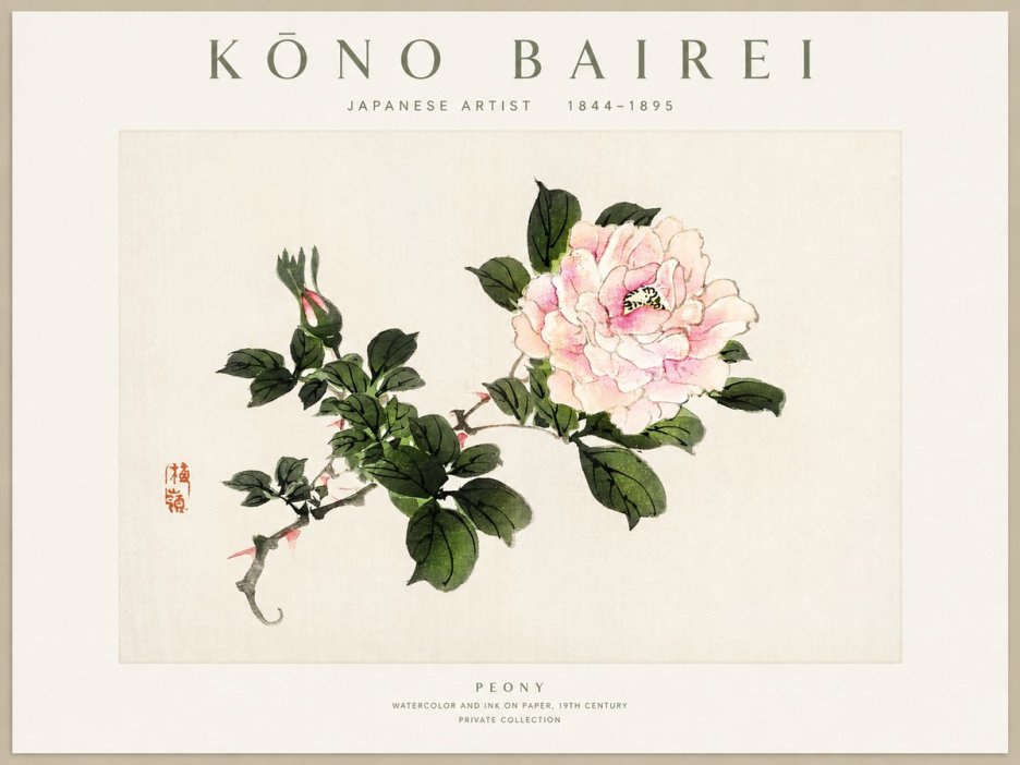 Kōno Bairei Peony I No1 - Poszter