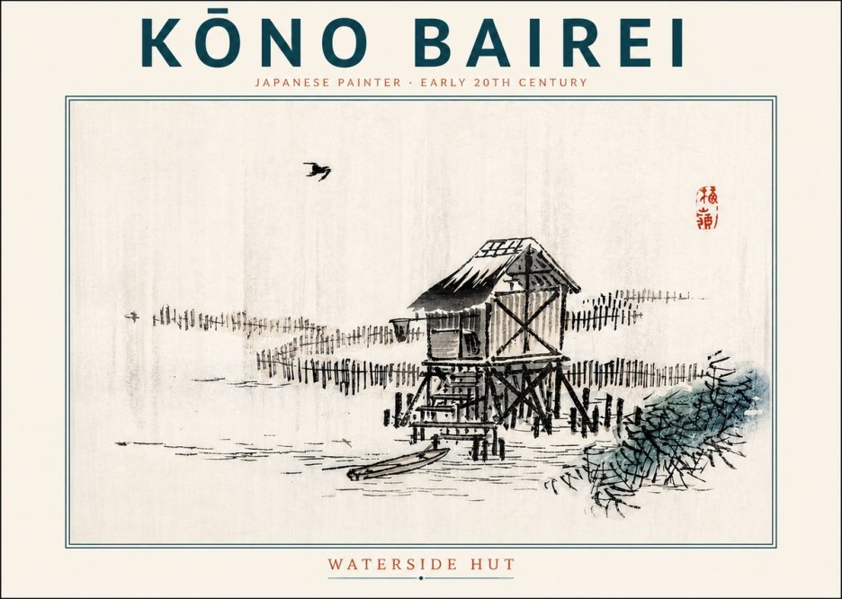 Kōno Bairei Waterside Hut No4 - Poszter