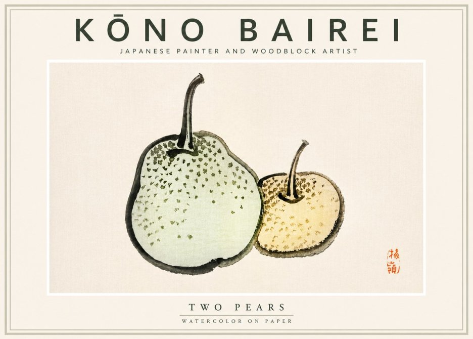 Kōno Bairei Two Pears No4 - Poszter
