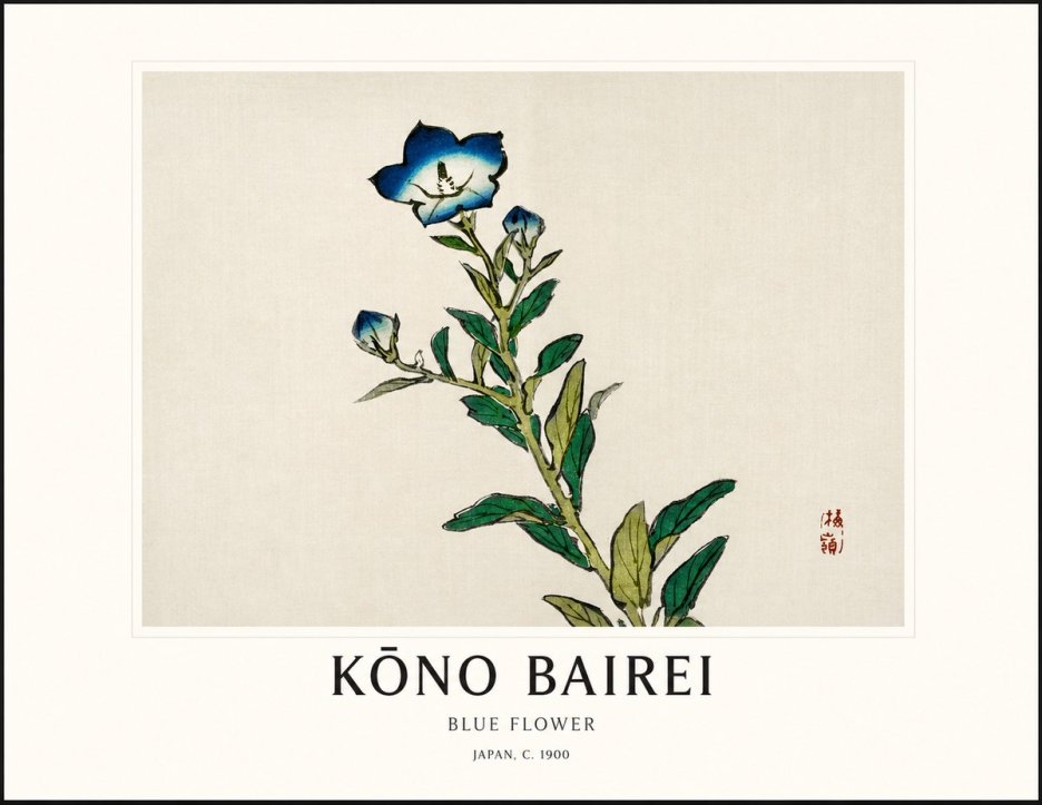 Kōno Bairei Blue Flower No1 - Poszter