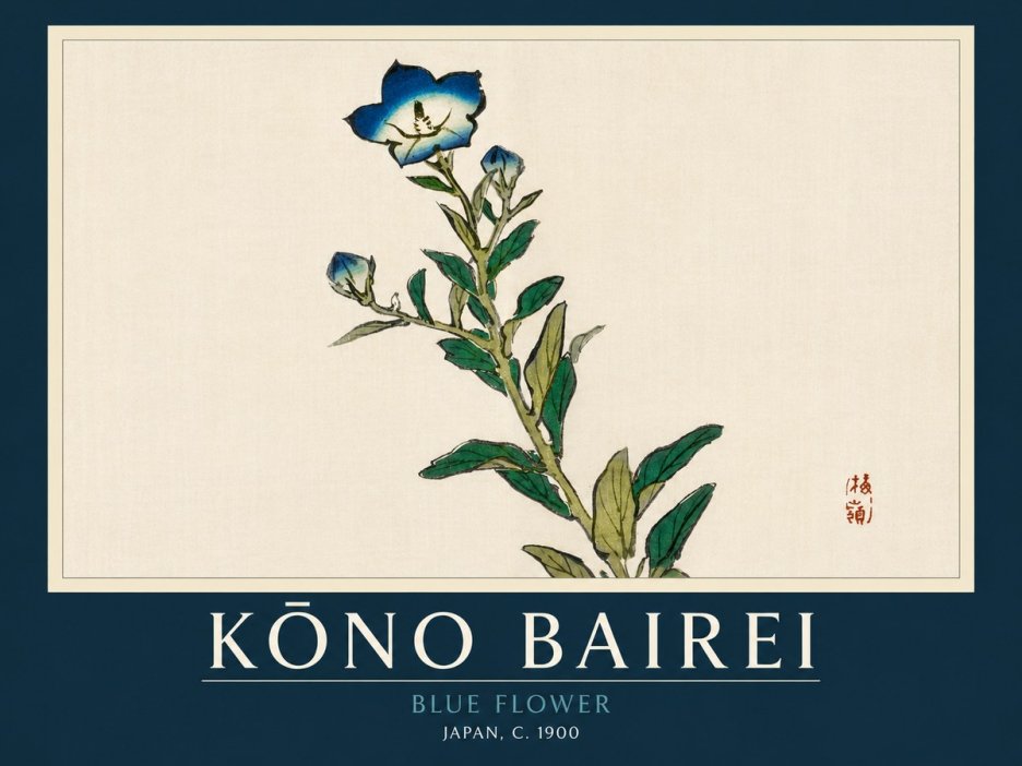 Kōno Bairei Blue Flower No2 - Poszter