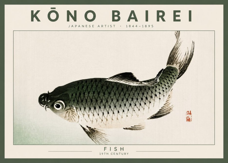 Kōno Bairei Fish I No4 - Poszter