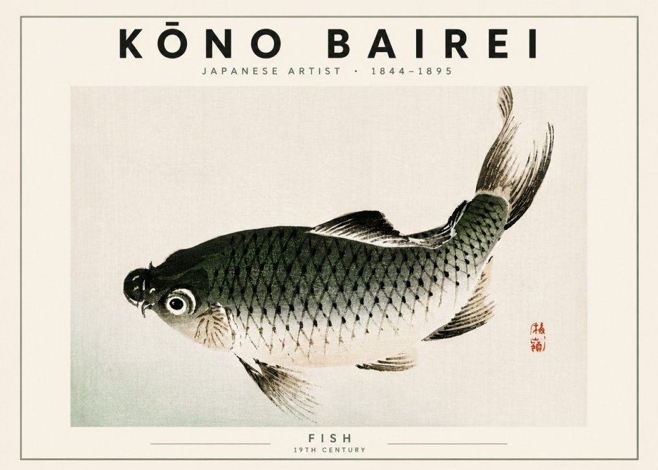 Kōno Bairei Fish I No5 - Poszter