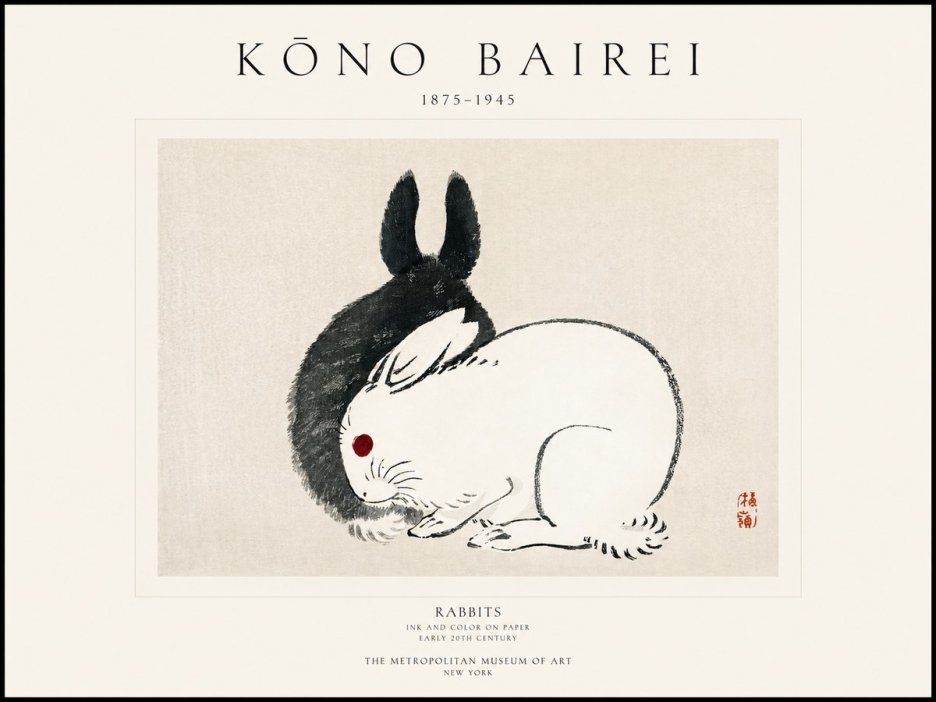 Kōno Bairei Rabbits No1 - Poszter