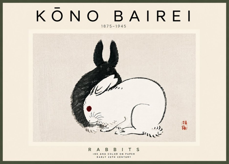Kōno Bairei Rabbits No4 - Poszter