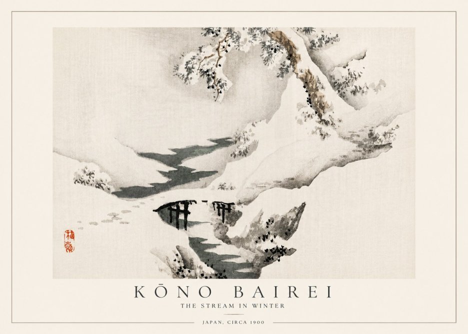 Kōno Bairei The Stream in Winter No3 - Poszter
