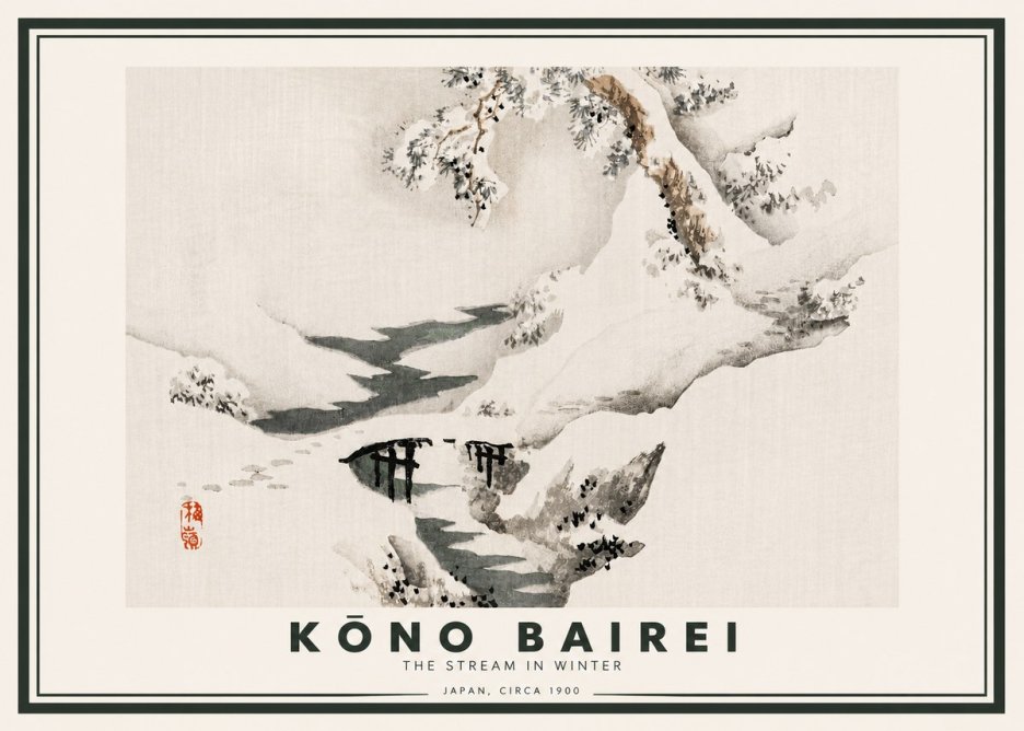 Kōno Bairei The Stream in Winter No4 - Poszter