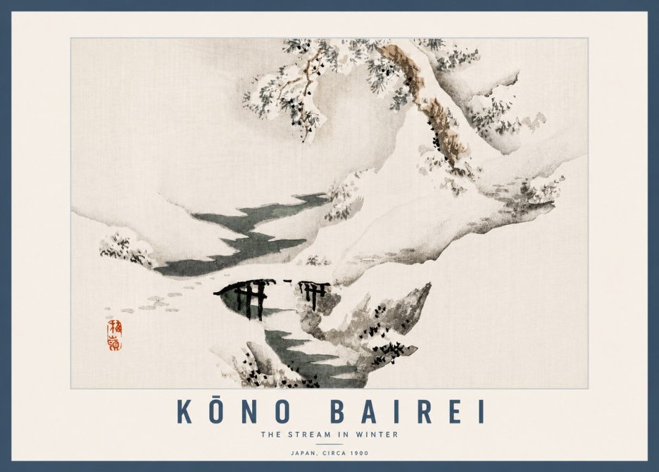 Kōno Bairei The Stream in Winter No6 - Poszter