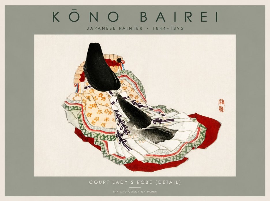 Kōno Bairei Court Lady's Robe (Detail) No2 - Poszter