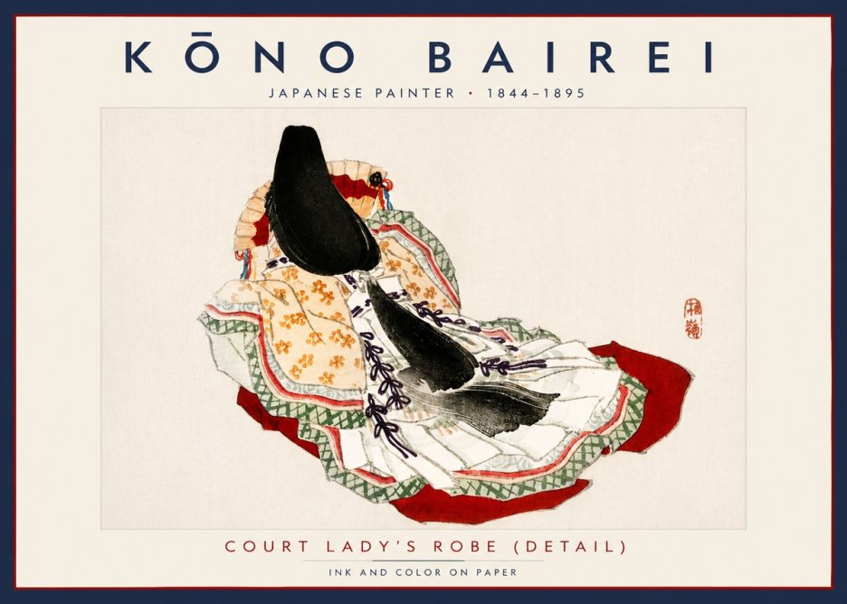 Kōno Bairei Court Lady's Robe (Detail) No3 - Poszter