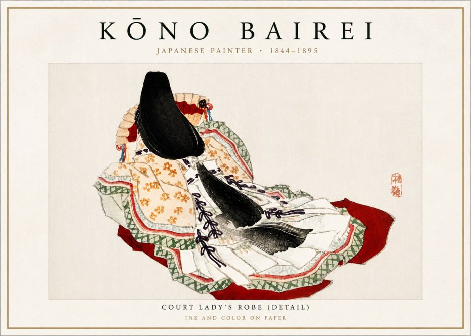 Kōno Bairei Court Lady's Robe (Detail) No4 - Poszter