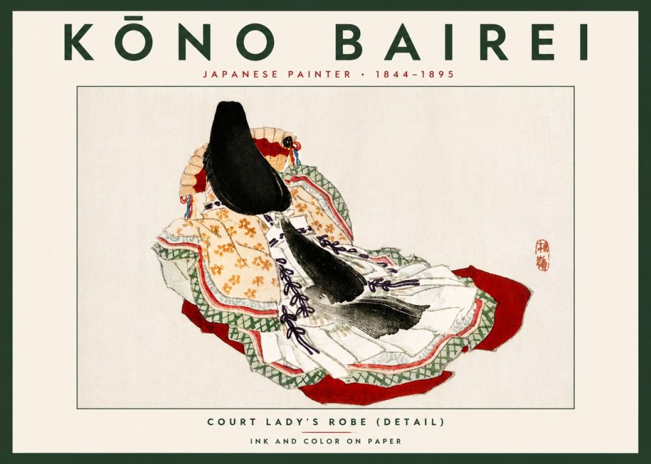 Kōno Bairei Court Lady's Robe (Detail) No5 - Poszter