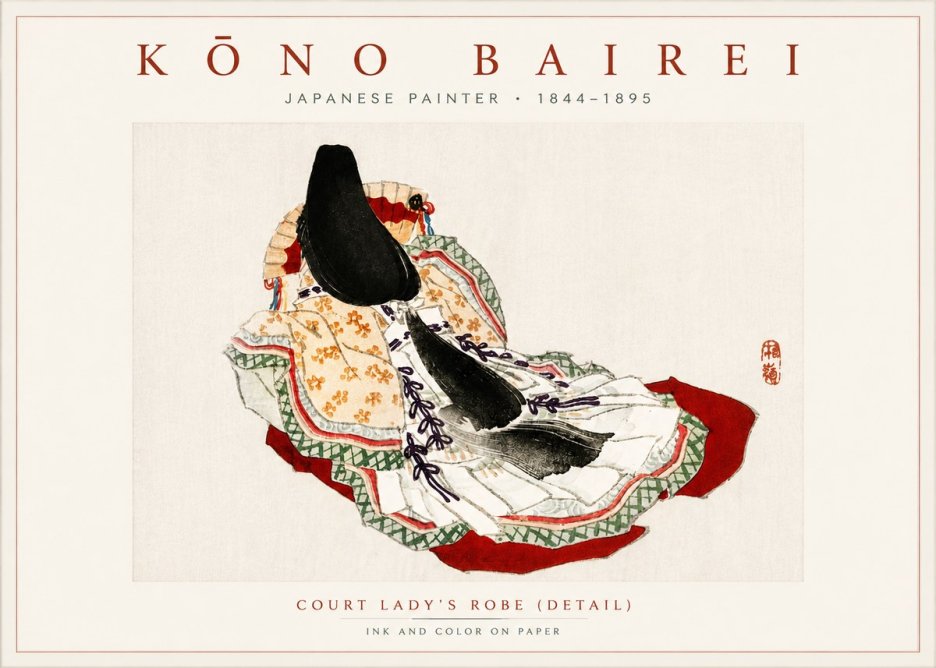 Kōno Bairei Court Lady's Robe (Detail) No6 - Poszter