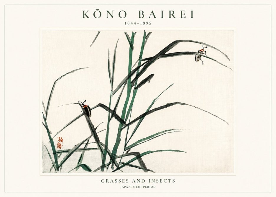 Kōno Bairei Grasses and Insects No1 - Poszter