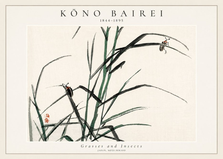 Kōno Bairei Grasses and Insects No3 - Poszter
