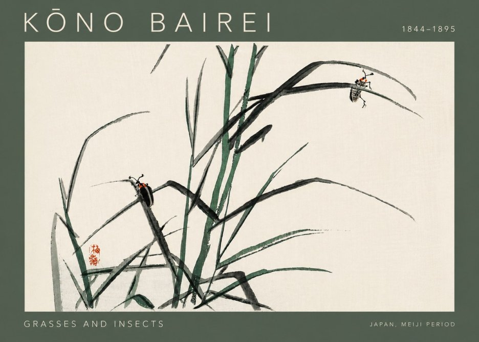 Kōno Bairei Grasses and Insects No4 - Poszter