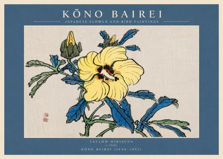 Kōno Bairei Yellow Hibiscus No3 - Poszter