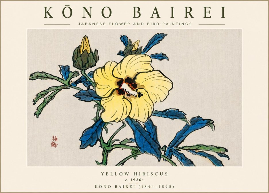 Kōno Bairei Yellow Hibiscus No4 - Poszter