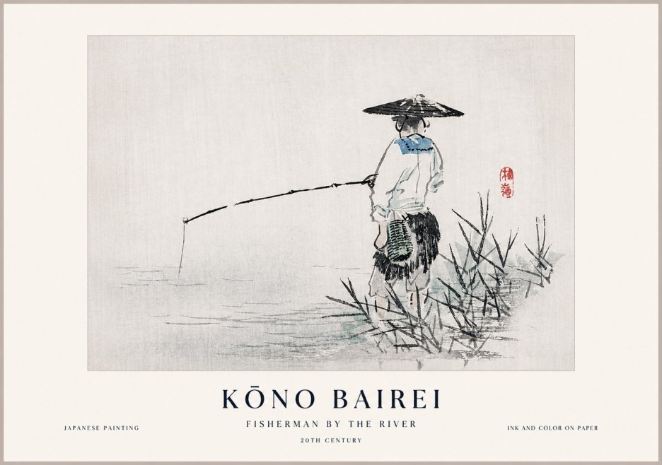 Kōno Bairei Fisherman by the River No1 - Poszter