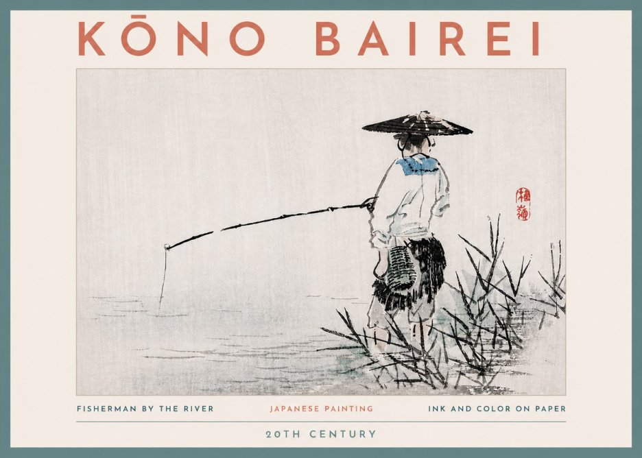 Kōno Bairei Fisherman by the River No4 - Poszter