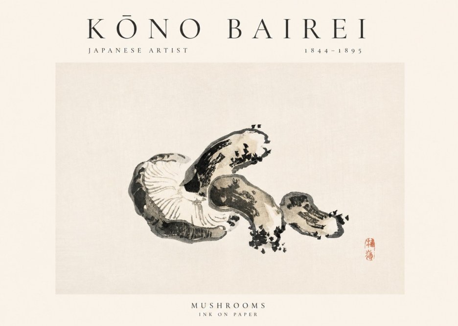 Kōno Bairei Mushrooms No1 - Poszter