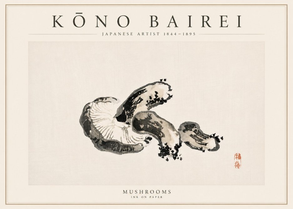 Kōno Bairei Mushrooms No6 - Poszter