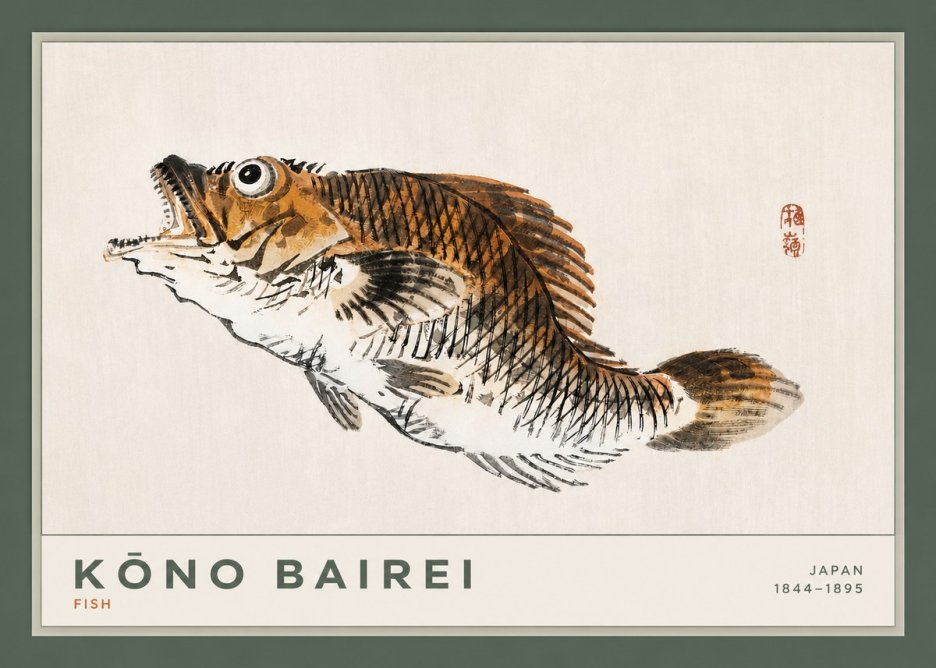 Kōno Bairei Fish II No2 - Poszter