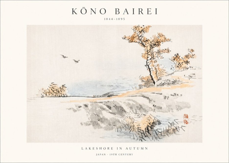 Kōno Bairei Lakeshore in Autumn No1 - Poszter