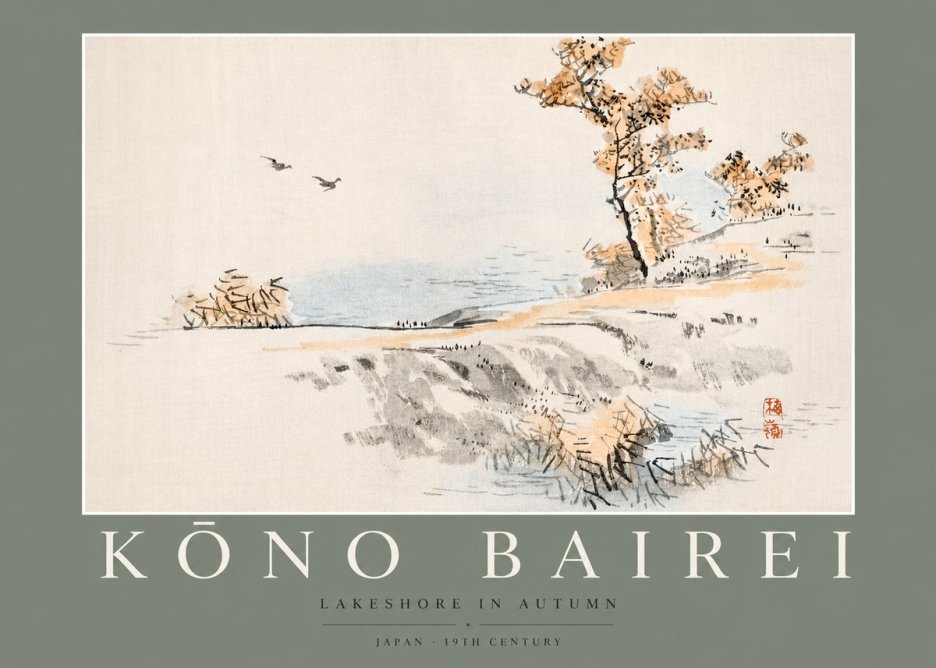 Kōno Bairei Lakeshore in Autumn No2 - Poszter
