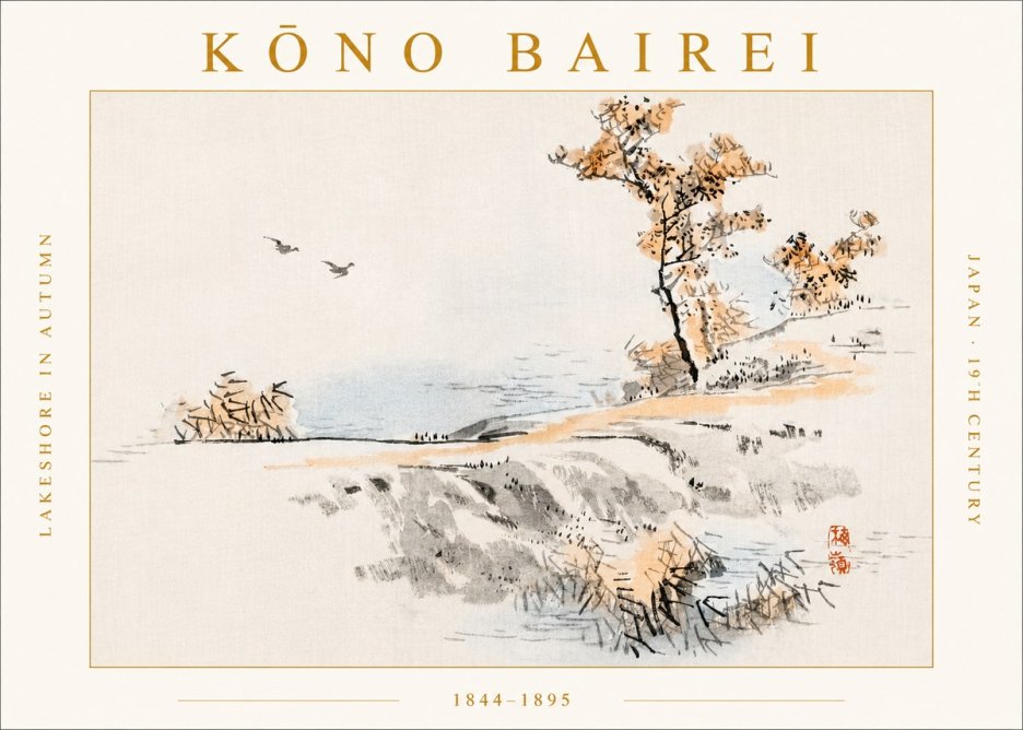 Kōno Bairei Lakeshore in Autumn No3 - Poszter
