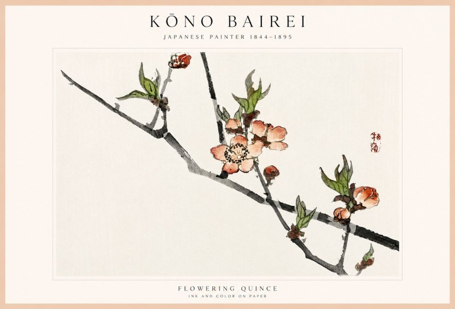 Kōno Bairei Flowering Quince No1 - Poszter