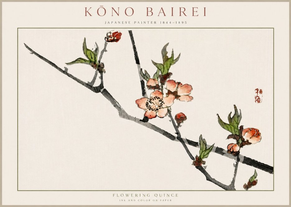 Kōno Bairei Flowering Quince No2 - Poszter