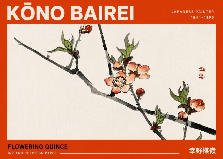 Kōno Bairei Flowering Quince No4 - Poszter
