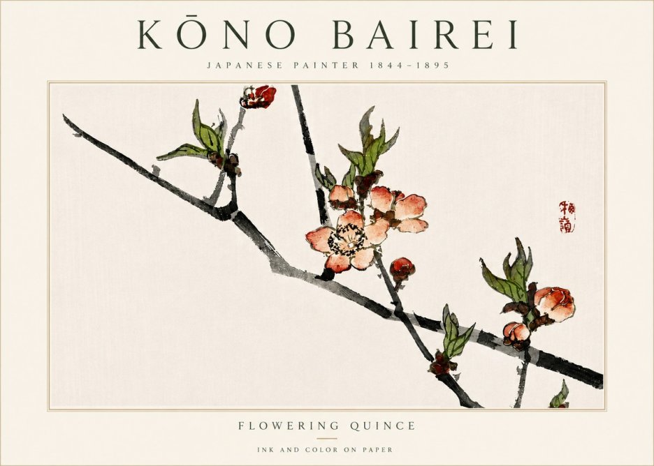 Kōno Bairei Flowering Quince No5 - Poszter