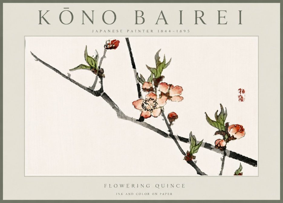 Kōno Bairei Flowering Quince No6 - Poszter