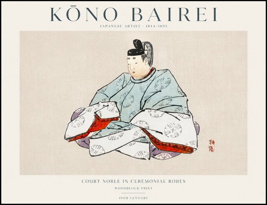 Kōno Bairei Court Noble in Ceremonial Robes No1 - Poszter