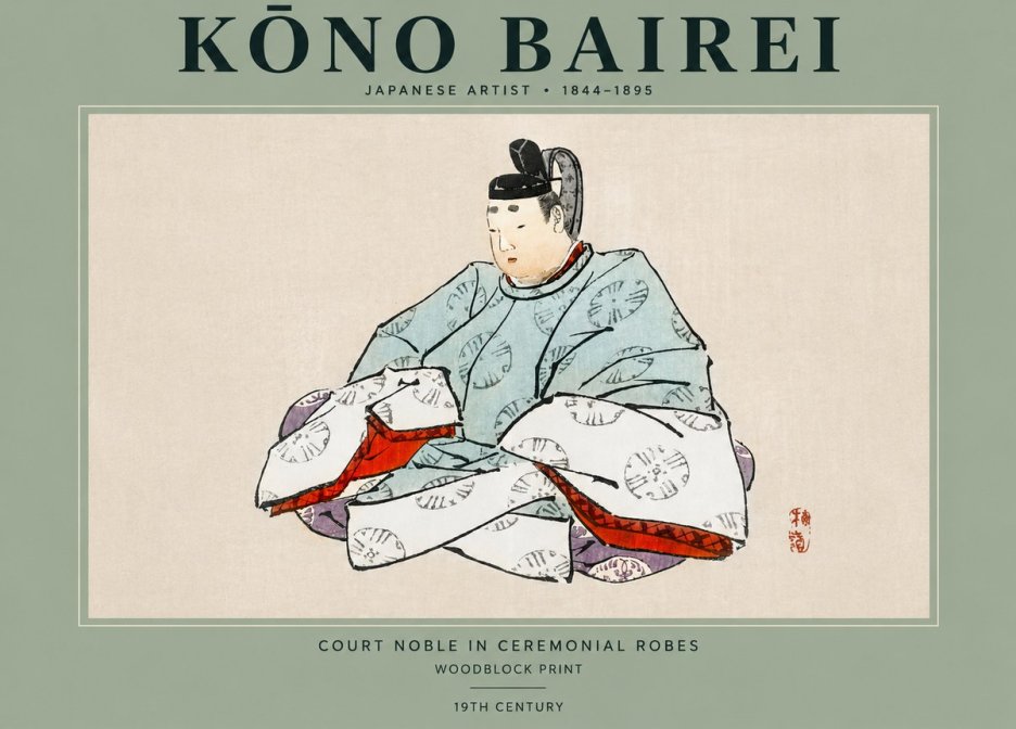 Kōno Bairei Court Noble in Ceremonial Robes No2 - Poszter