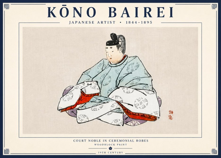 Kōno Bairei Court Noble in Ceremonial Robes No3 - Poszter