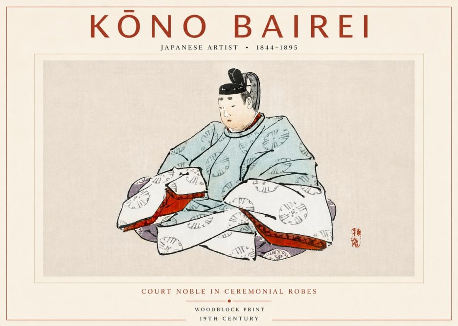 Kōno Bairei Court Noble in Ceremonial Robes No4 - Poszter