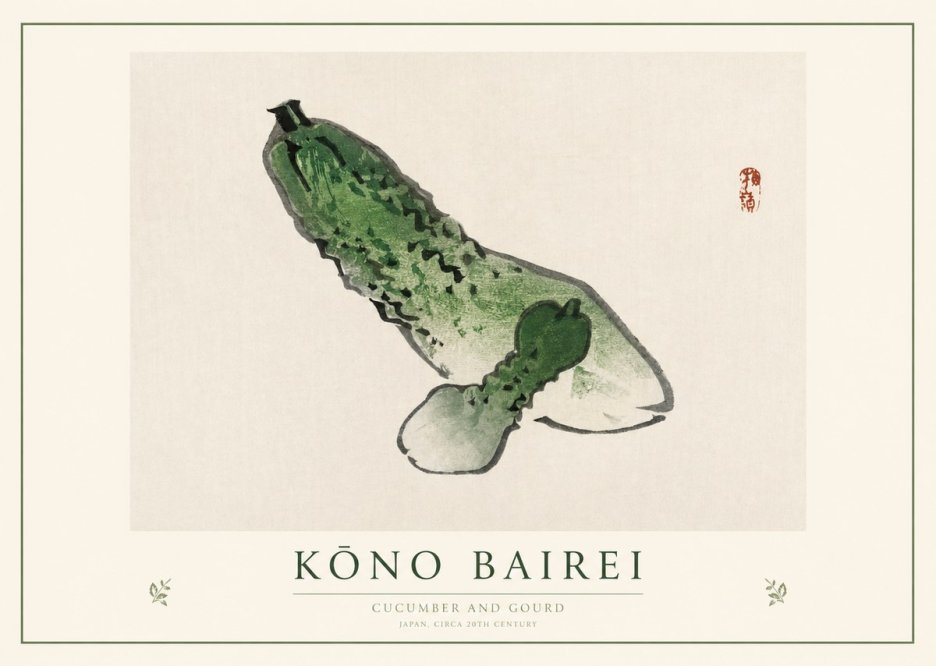 Kōno Bairei Cucumber and Gourd No1 - Poszter