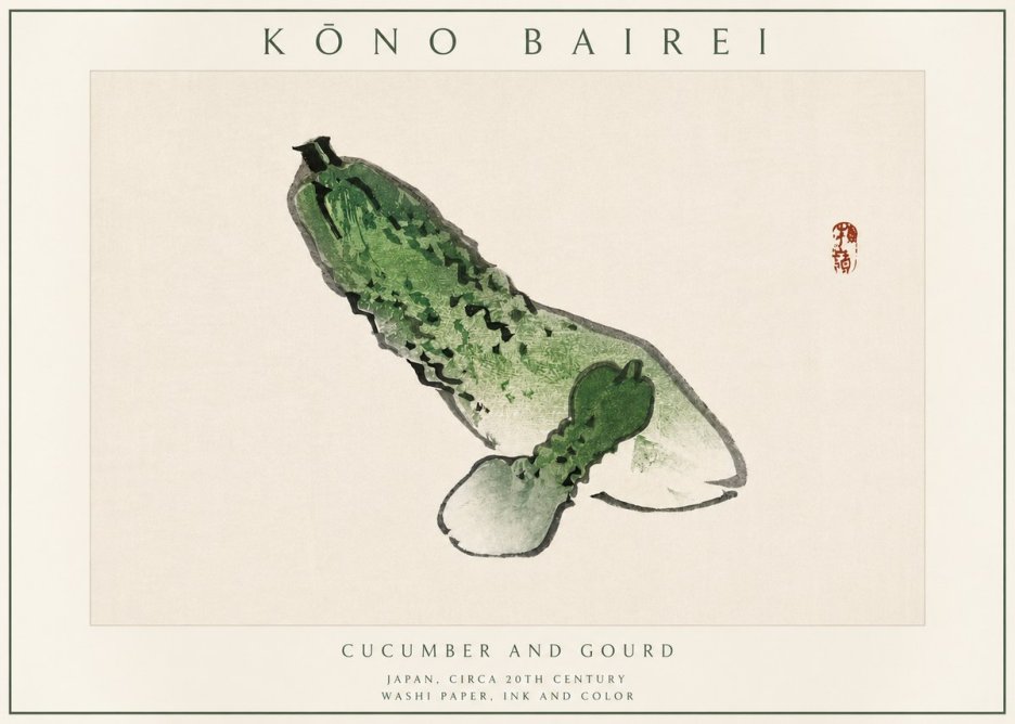 Kōno Bairei Cucumber and Gourd No3 - Poszter