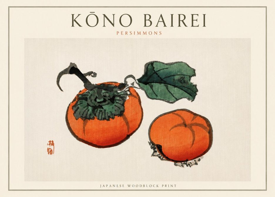 Kōno Bairei Persimmons No4 - Poszter
