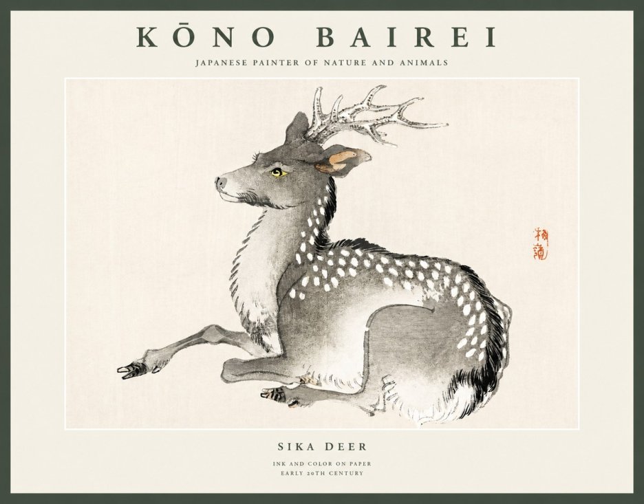 Kōno Bairei Sika Deer No1 - Poszter