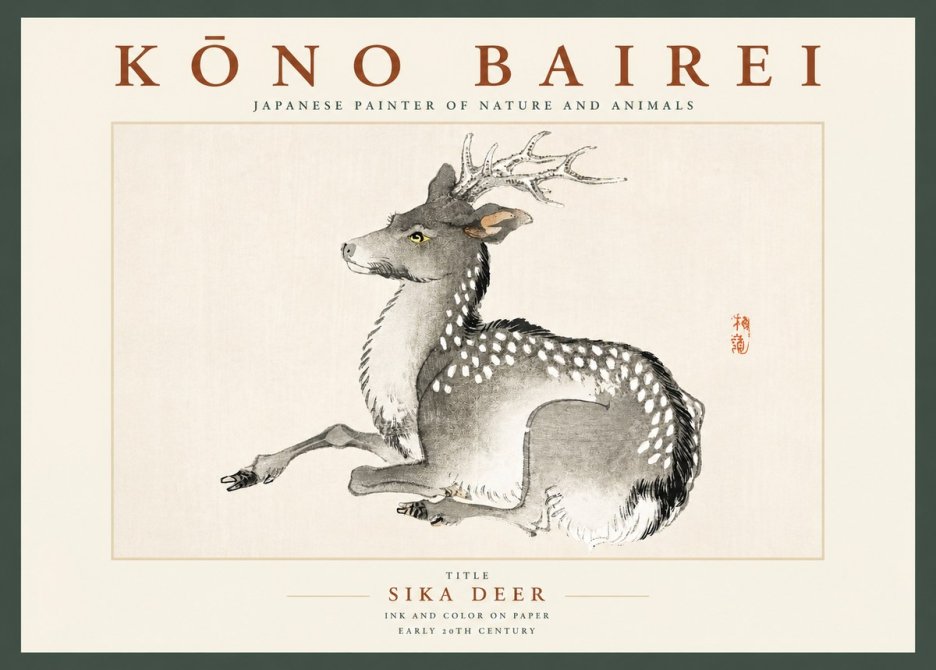 Kōno Bairei Sika Deer No2 - Poszter