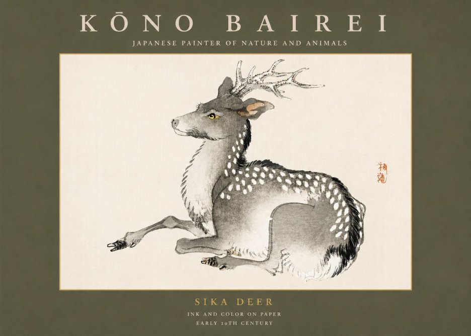 Kōno Bairei Sika Deer No3 - Poszter