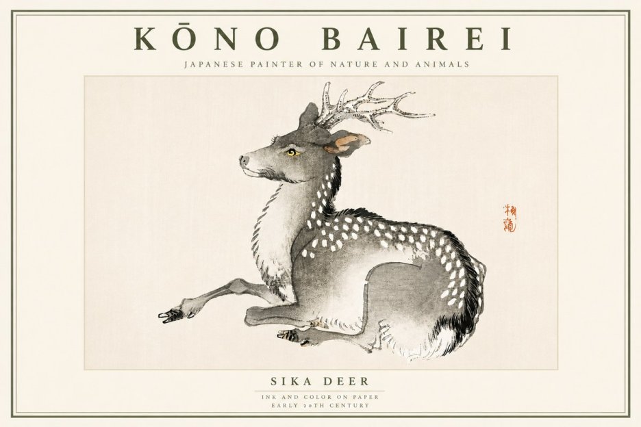 Kōno Bairei Sika Deer No6 - Poszter